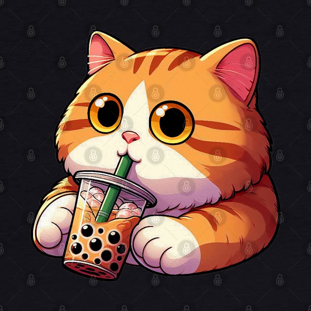 Tabby Cat Bubble Milk Tea by Plushism